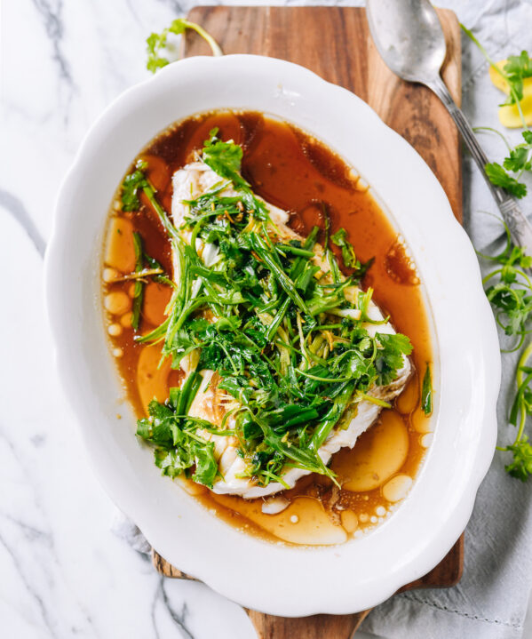 Cantonese Steamed Fish with Ginger, Scallions, and Cilantro