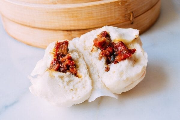 Steamed BBQ Pork Buns (Char Siu Bao), by thewoksoflife.com